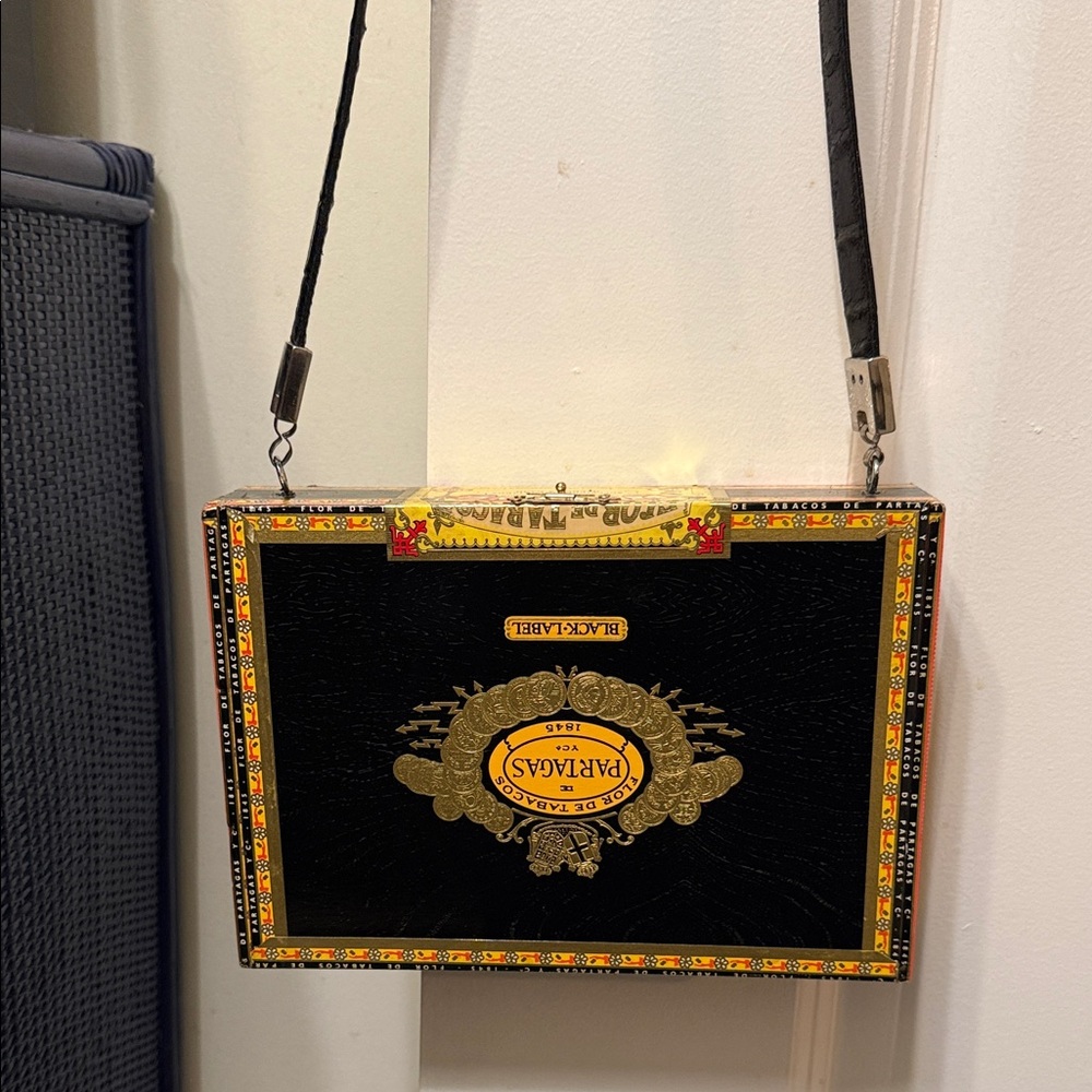 Amazing Vintage Black and Gold Cigar Box Handbag